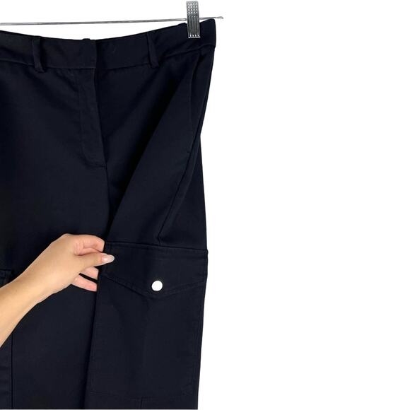 Zara Black Satin Straight Cargo Pants XS Utility Sleek - Picture 3 of 7